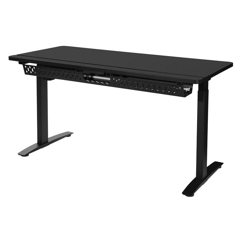 Pemberly Row Electric Battlestation Gaming Desk Metal - Gray Carbon Fiber Finish