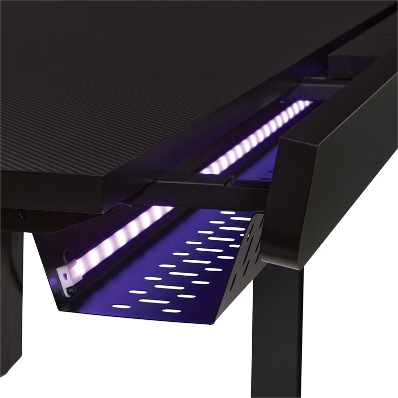 Pemberly Row Electric Battlestation Gaming Desk Metal - Gray Carbon Fiber Finish