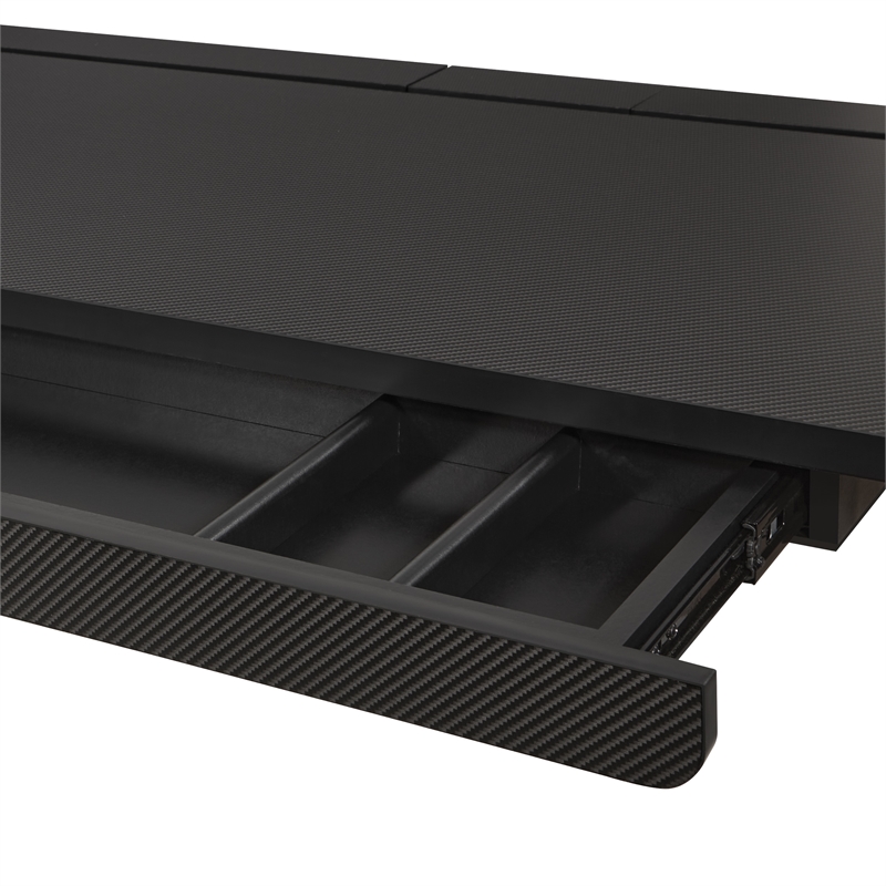 Pemberly Row Electric Battlestation Gaming Desk Metal - Gray Carbon Fiber Finish