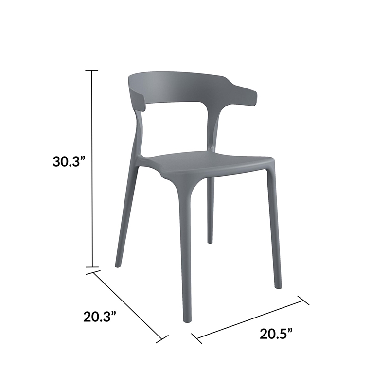 Pemberly Row Poolside Felix Stacking Dining Chairs in Charcoal (4-Pack)