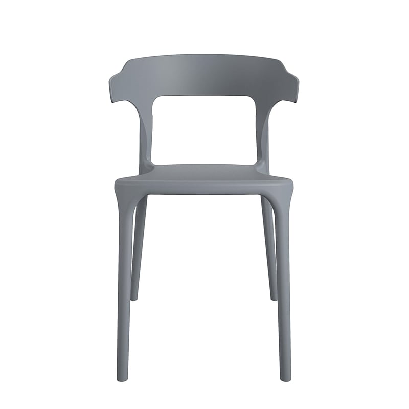 Pemberly Row Poolside Felix Stacking Dining Chairs in Charcoal (4-Pack)