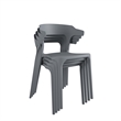 Pemberly Row Poolside Felix Stacking Dining Chairs in Charcoal (4-Pack)