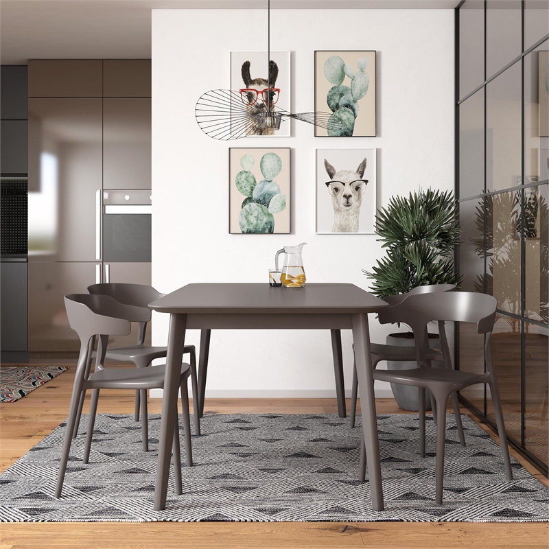 Pemberly Row Poolside Felix Stacking Dining Chairs in Charcoal (4-Pack)