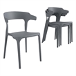 Pemberly Row Poolside Felix Stacking Dining Chairs in Charcoal (4-Pack)