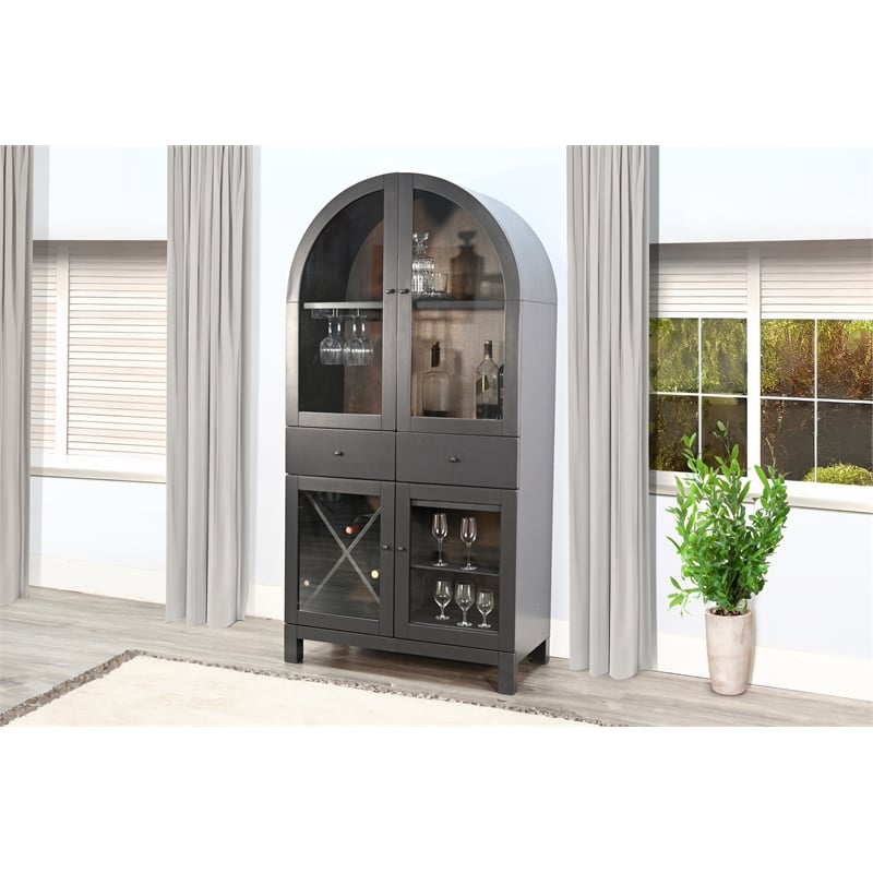 Pemberly Row Modern / Contemporary Arched Wood Wine Bar Cabinet