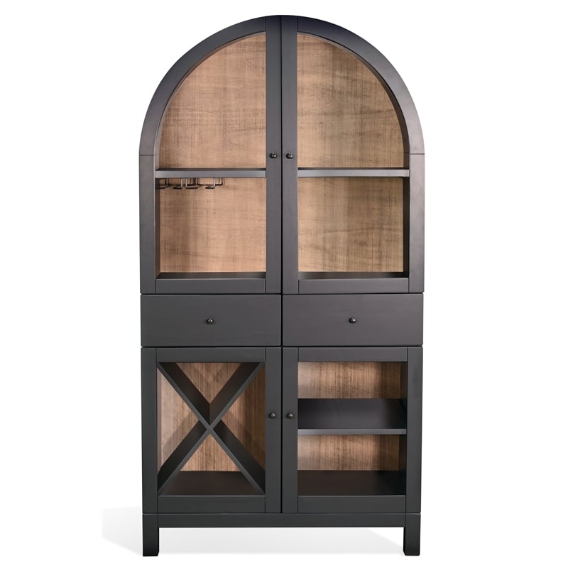 Pemberly Row Modern / Contemporary Arched Wood Wine Bar Cabinet