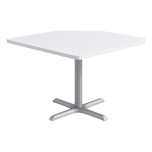 Pemberly Row 42&quot Square Dining Table - White Top - Silver Base
