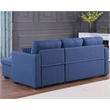 Pemberly Row Pull Out Couch & Storage Chaise Fabric Sleeper Sofa Bed in Blue