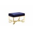 Pemberly Row Modern Stool in High Polish Gold and Navy Velvet