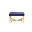 Pemberly Row Modern Stool in High Polish Gold and Navy Velvet