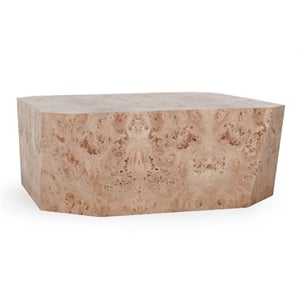 Pemberly Row 42&quot Burl Wood Square Coffee Table in Natural Tone