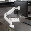 Pemberly Row Single Monitor Arm with Dual USB 3.0 Port in White Aluminum Finish