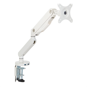 Pemberly Row Single Monitor Arm with Dual USB 3.0 Port in White Aluminum Finish