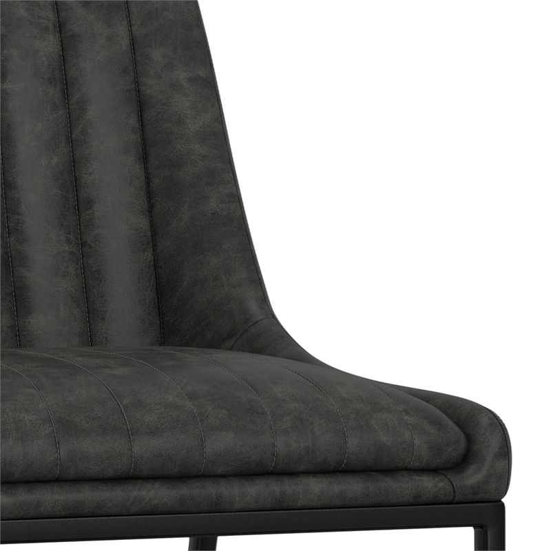 Pemberly Row Dining Chair (Setof 2) in Distressed Slate Gray Vegan Faux Leather
