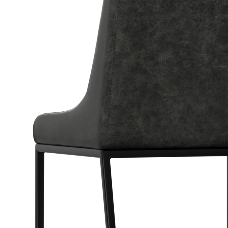 Pemberly Row Dining Chair (Setof 2) in Distressed Slate Gray Vegan Faux Leather