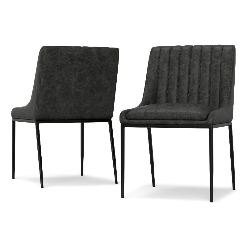 Pemberly Row Dining Chair (Setof 2) in Distressed Slate Gray Vegan Faux Leather