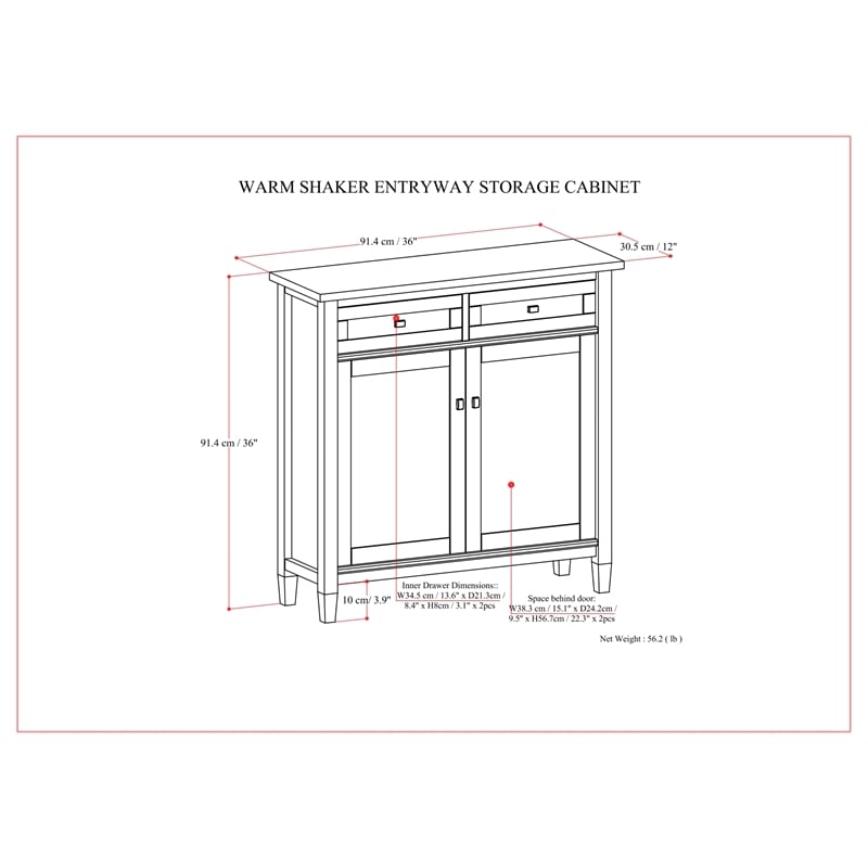 Pemberly Row Warm Shaker Wood 36