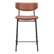 Pemberly Row Plush Faux Leather Upholstered Counter Stool in Brown/Black