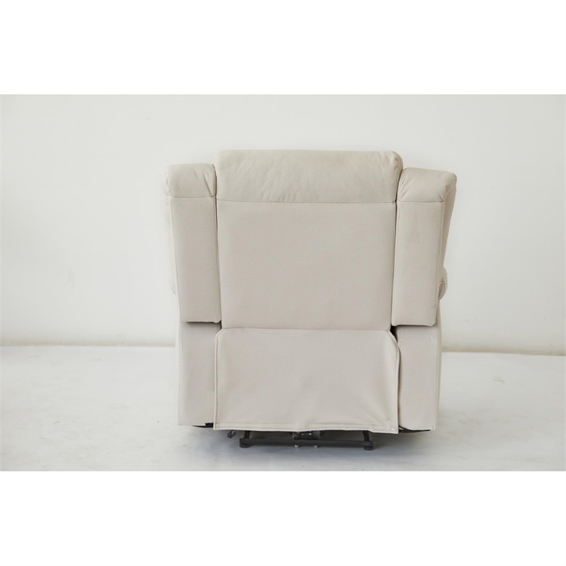 Pemberly Row Contemporary Fabric Power Recliner With USB in Beige