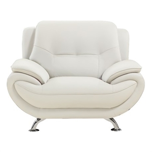 Pemberly Row Modern Contemporary Ivory Genuine Leather Chair