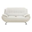 Pemberly Row Modern Contemporary Ivory Genuine Leather Loveseat