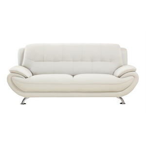Pemberly Row Modern / Contemporary Ivory Genuine Leather Sofa