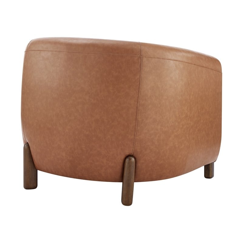 Pemberly Row Modern Faux Leather Accent Arm Chair in Vintage Cider