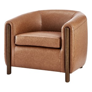 Pemberly Row Modern Faux Leather Accent Arm Chair in Vintage Cider