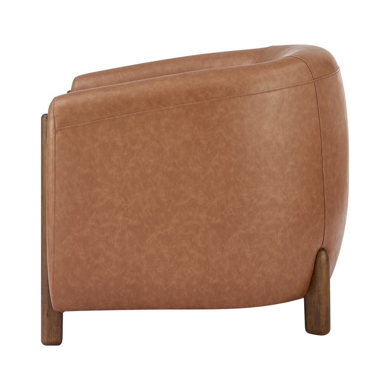 Pemberly Row Modern Faux Leather Accent Arm Chair in Vintage Cider