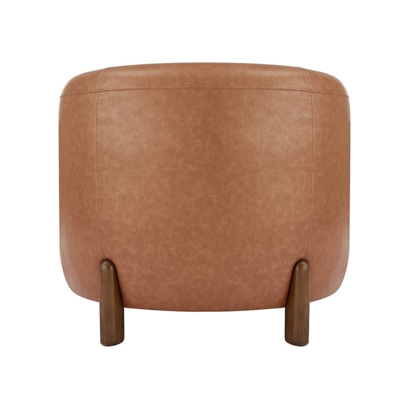 Pemberly Row Modern Faux Leather Accent Arm Chair in Vintage Cider