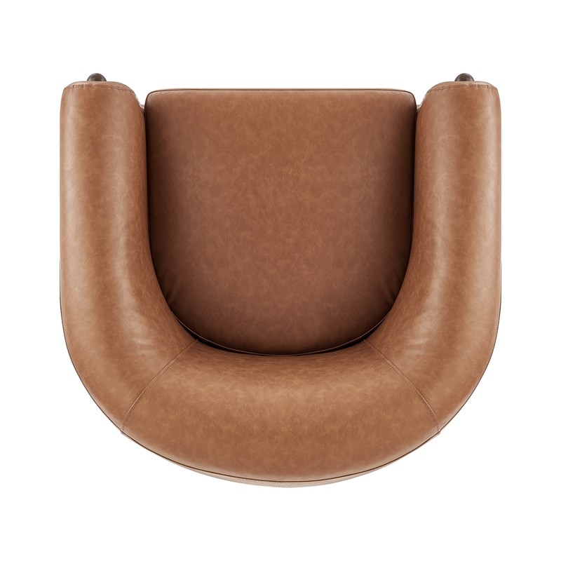 Pemberly Row Modern Faux Leather Accent Arm Chair in Vintage Cider