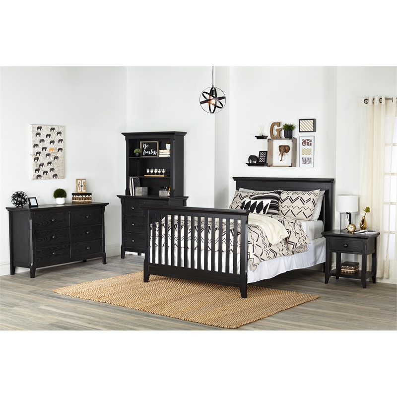Pemberly Row Contemporary One Drawer Nightstand Forever Black