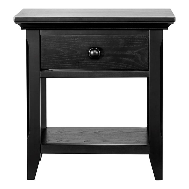 Pemberly Row Contemporary One Drawer Nightstand Forever Black
