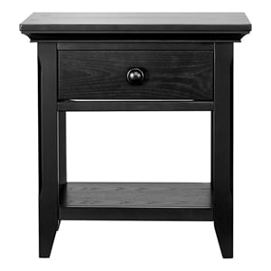 Pemberly Row Contemporary One Drawer Nightstand Forever Black