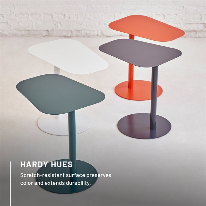 Pemberly Row Modern Metal End Table Space Saving C Shaped Design in Blue