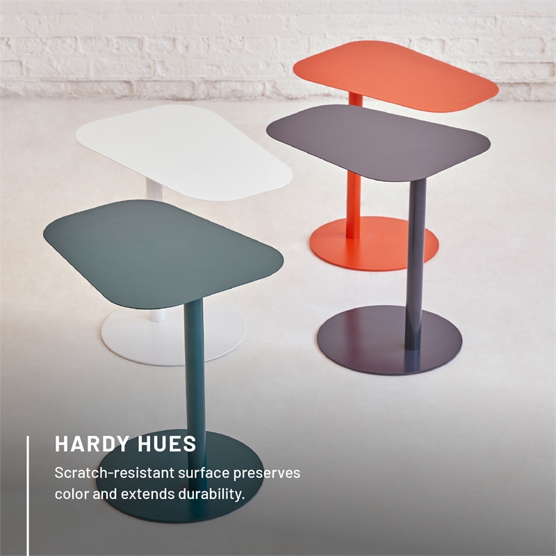Pemberly Row Modern Metal End Table Space Saving C Shaped Design in White