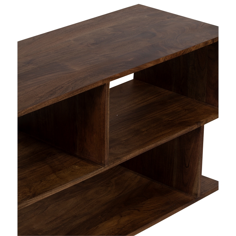 Pemberly Row Contemporary Solid Acacia Wood TV Stand - Brown