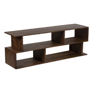 Pemberly Row Contemporary Solid Acacia Wood TV Stand - Brown