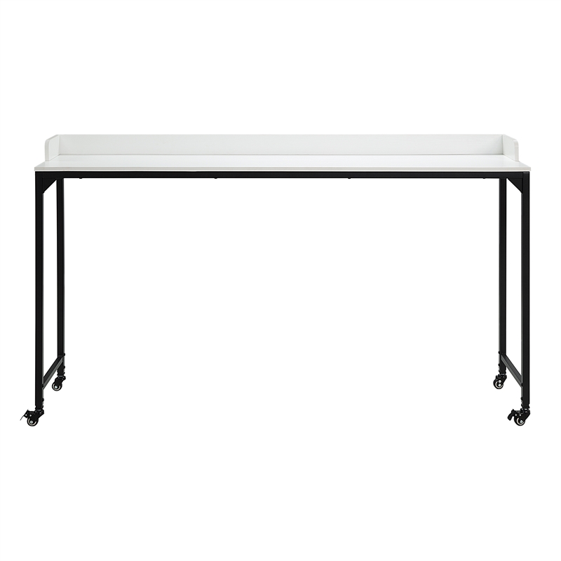 Pemberly Row Adjustable Height Over-The-Bed Desk with Castors in White