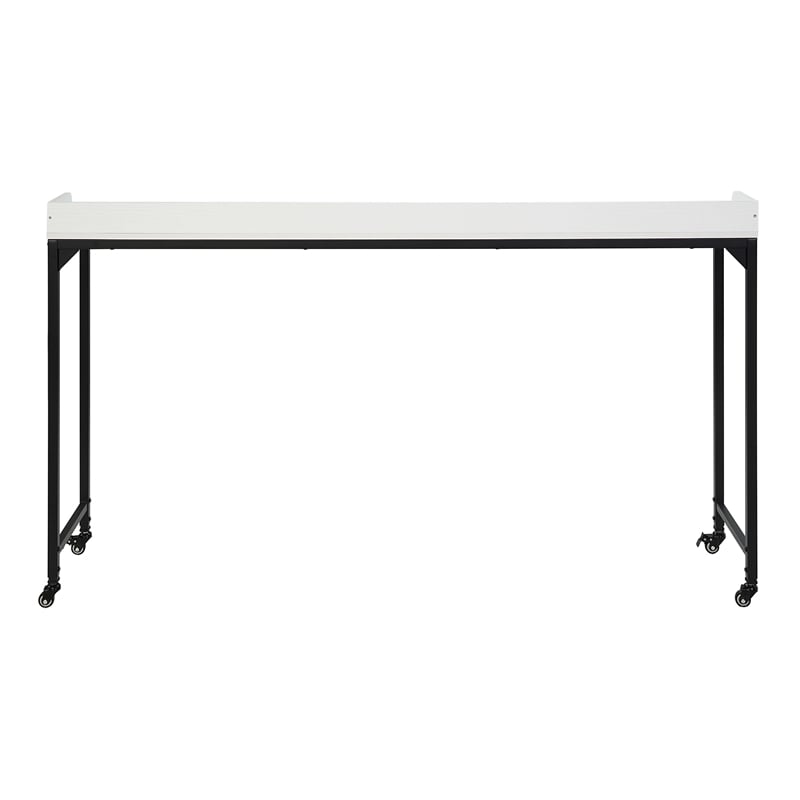 Pemberly Row Adjustable Height Over-The-Bed Desk with Castors in White