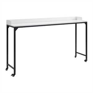 Pemberly Row Adjustable Height Over-The-Bed Desk with Castors in White