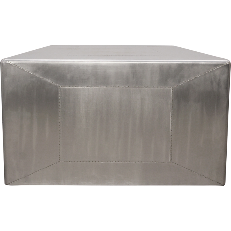 Pemberly Row Cocktail Table with Modern Silver Aluminum Metal Cladding