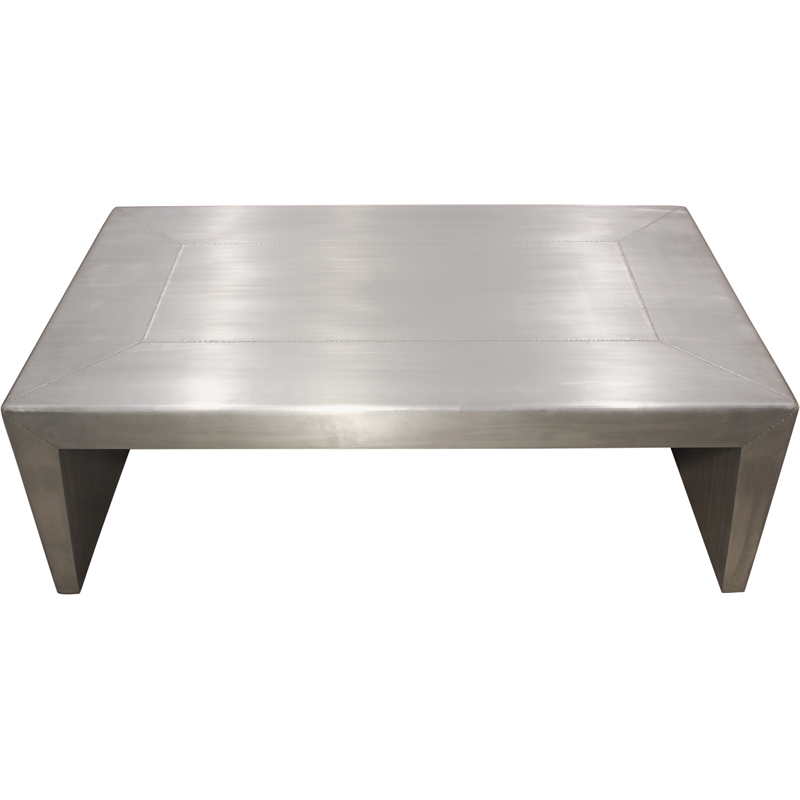 Pemberly Row Cocktail Table with Modern Silver Aluminum Metal Cladding
