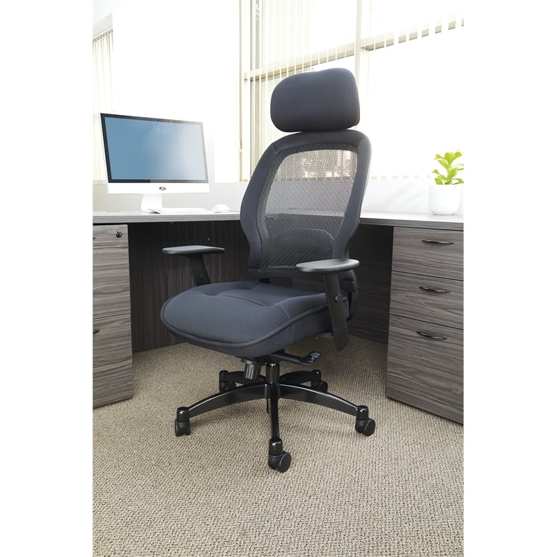 Pemberly Row Deluxe Black Matrex Back Executive Office Chair with Mesh Seat