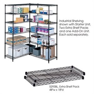 Pemberly Row Modern 48&quotx18&quot Industrial Extra Shelf Pack in Black