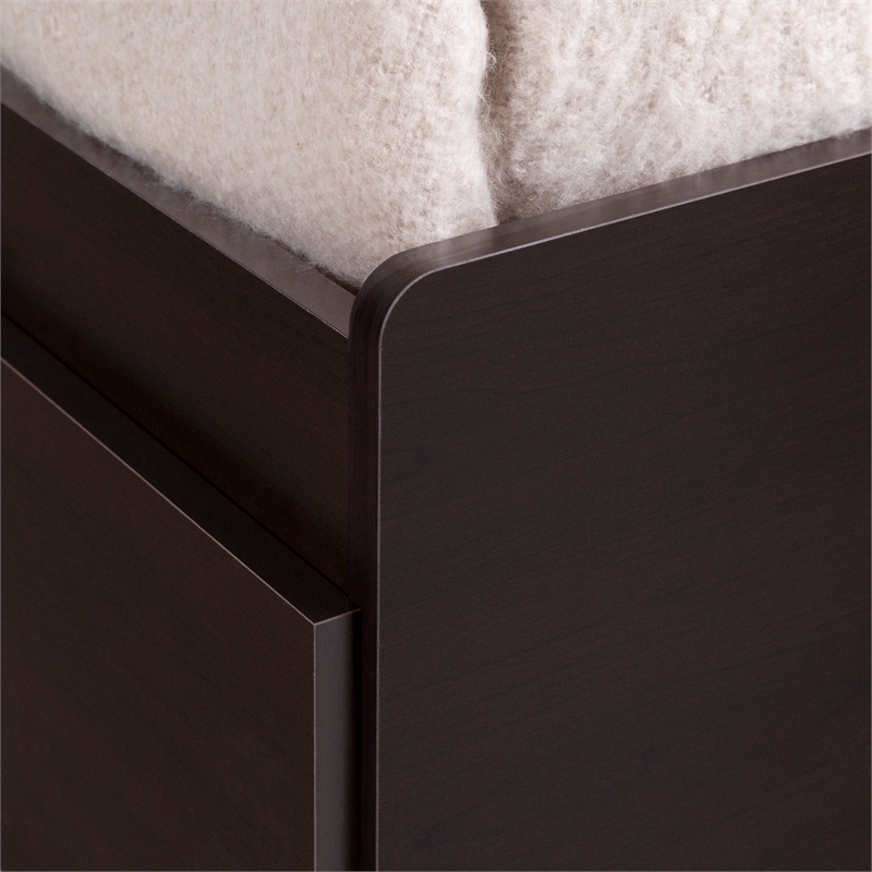 Pemberly Row Twin Storage Wood Bed Frame Only in Chocolate Finish