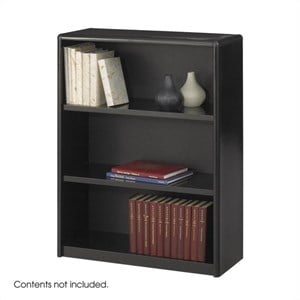 Pemberly Row Contemporary 3 Shelf Economy Steel Bookcase in Black