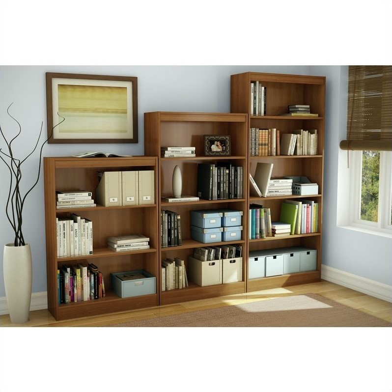 Pemberly Row Modern / Contemporary 4 Shelf Bookcase in Morgan Cherry