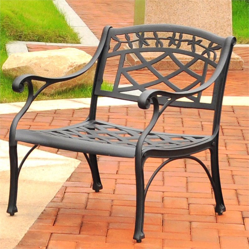 Pemberly Row Modern Aluminum Patio Club Chair in Charcoal Black