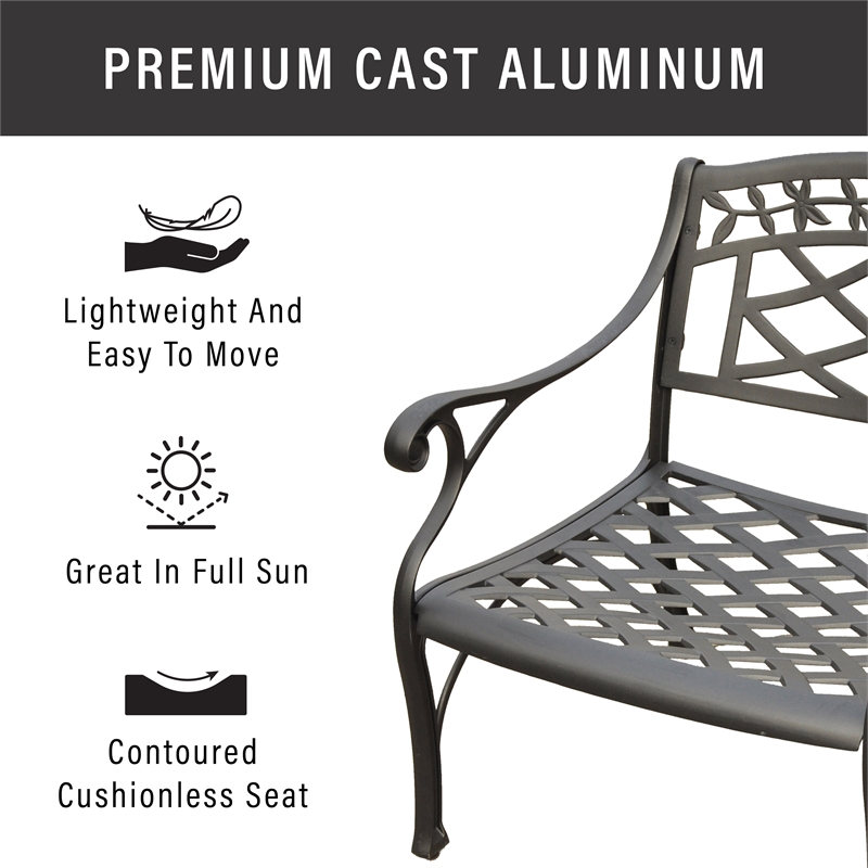 Pemberly Row Modern Aluminum Patio Club Chair in Charcoal Black
